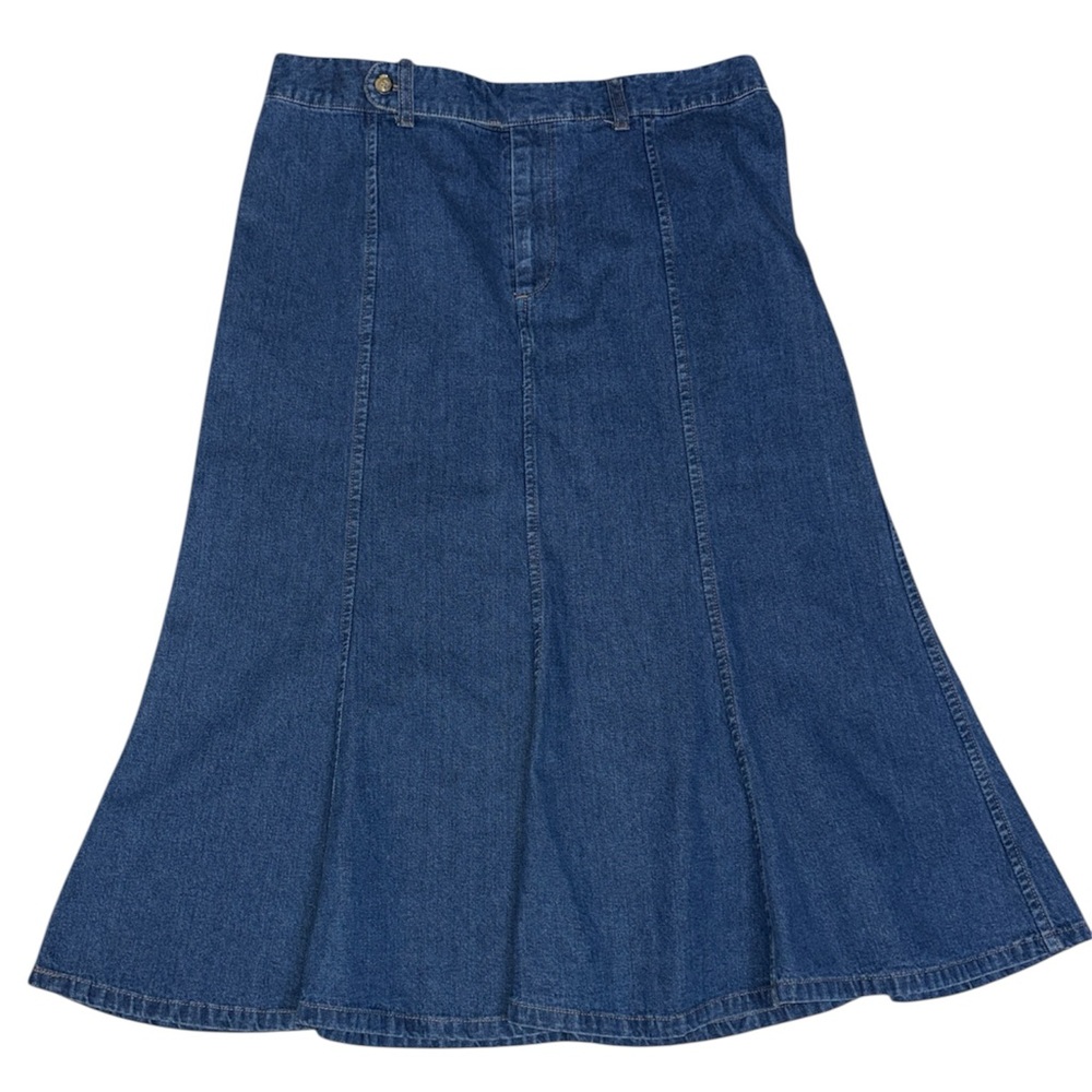 Orvis Paneled Denim Skirt Size 12 Flared A-Line 100% Cotton